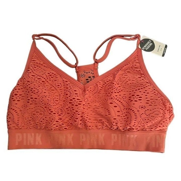 Victorias Secret PINK SPORT Logo Sportswear Sports Bra Light Support Small NEW‎ - Picture 1 of 7
